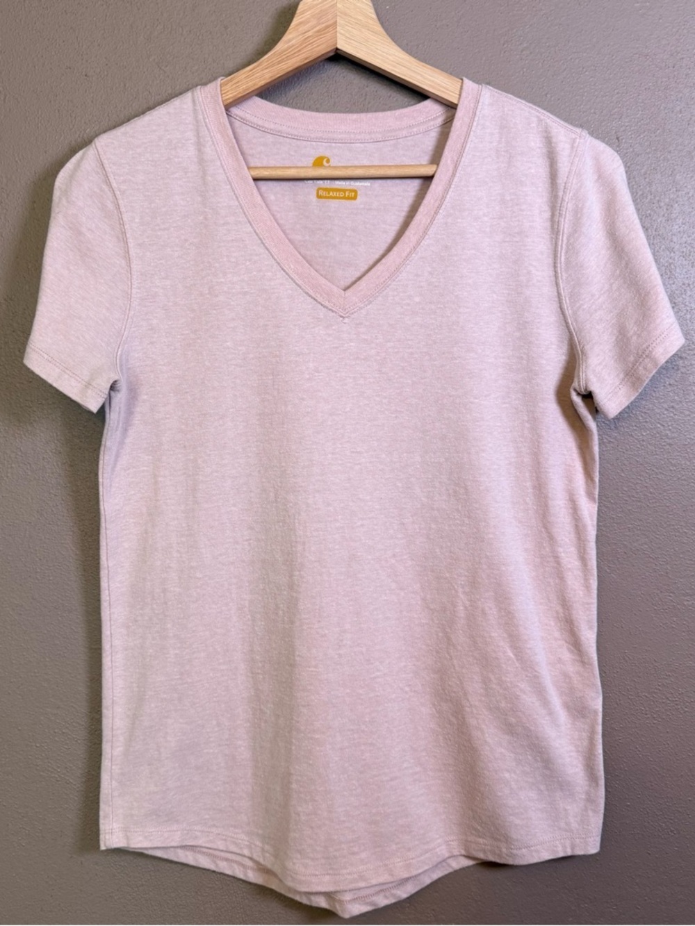 Carhartt Women's Relaxed Fit Midweight V-Neck T-Shirt Rose Smoke Heather Small
